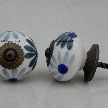 Grey Blue Flower Knob (1)